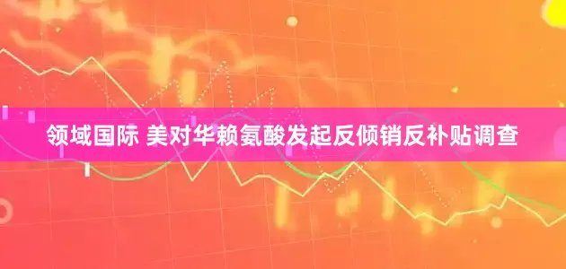 领域国际 美对华赖氨酸发起反倾销反补贴调查
